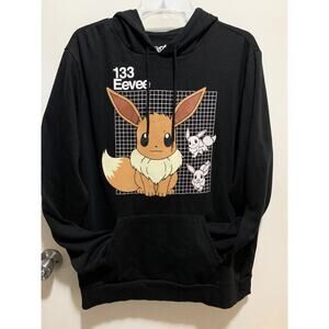 POKEMON 133 EEVEE BLACK HOODIE SKATER GAMER SIZE XL UNISEX (2019)